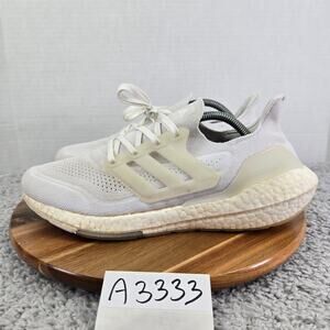 Adidas Ultra Boost 21 Triple White Athletic Daily Running Shoe Mens 9.5 FY0379
